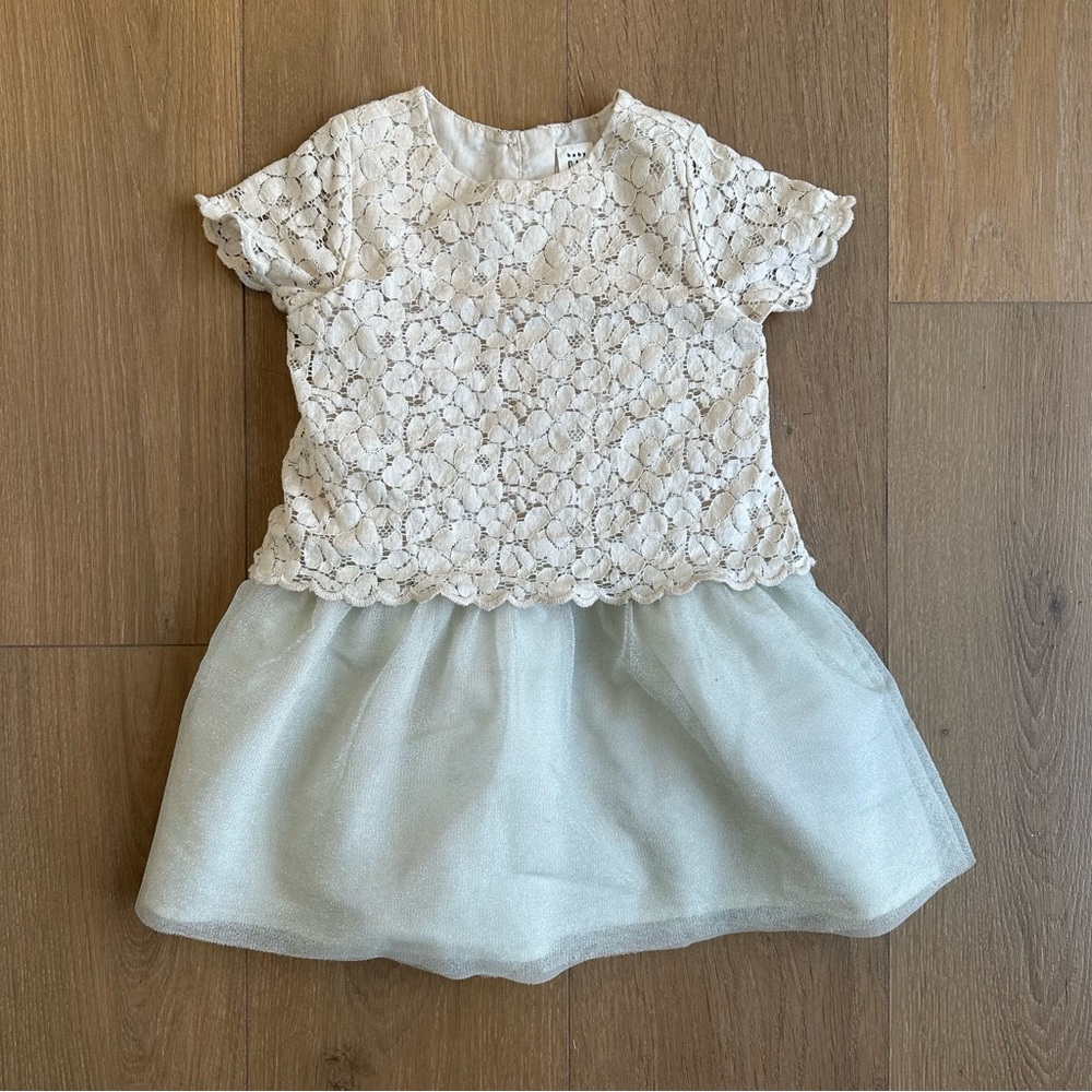 Gap Ivory Lace Top with Light silver Tulle Skirt Dress